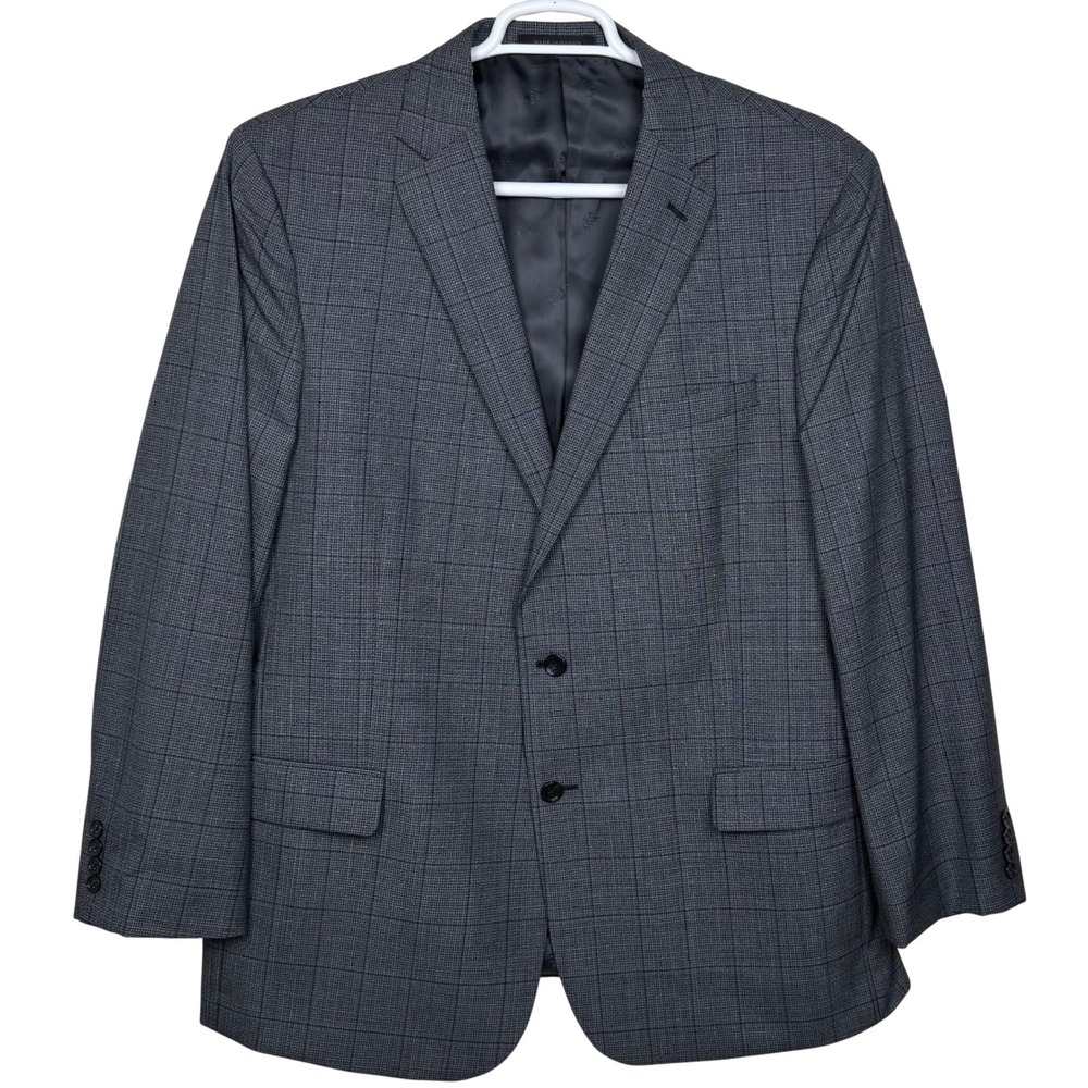 JoS A Bank Reserve Salem Blazer Jacket Mens 48 Long Grey Silk Wool Soft Shoulder